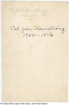 Colonel John Armstrong (1755-1816), Clark County, Indiana, circa 1800