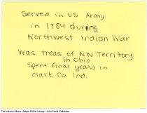 Colonel John Armstrong (1755-1816), Clark County, Indiana, circa 1800