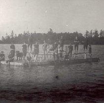 Scow and Swimmers Having Fun on Apple Island