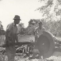Russell Mason and Tom Roberts working on the woodpale