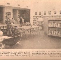 Scotch School Media Center Children with Bookshelves