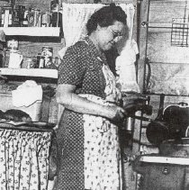 Bertha Wilkins at Hutsut cabin