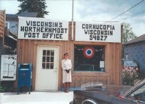 Centennial pic of Fiege at the post office