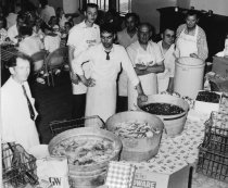 Arvid Swenson with workers at the Fish Fry