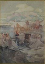 Untitled (trees in a forest in muted pastels)