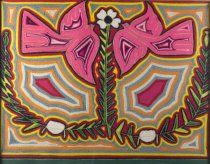 Yarn Painting with Two Pink Doves