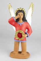 Angel Crying Holding Wreath