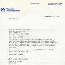 Letter to Bossier City Garden Club President