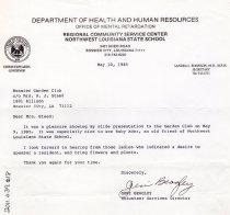 Letter to the Bossier Garden Club from Northwest Louisiana State School