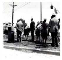 Crowd of people by podium