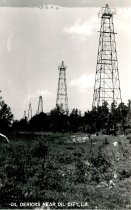 Postcard with photo of oil dericks near Oil City