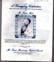 Lewis Mims' Funeral Program  - front page