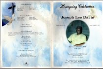 Joseph Lee Davis' Funeral Program   page 1