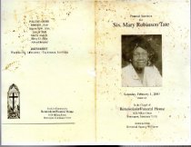 Mary Robinson Tate Funeral Program page 1