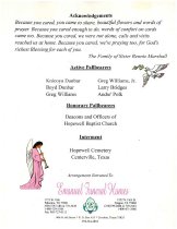 Bennie Marshall Funeral Program pg 8