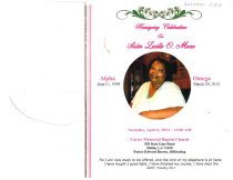 Lucille Owens Moore Funeral Program pg 1