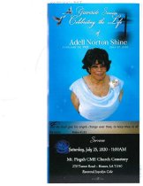 Funeral Program for Adell Norton Shine page 1