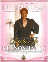Funeral Program for Betty Jo Kennon Banks page 1