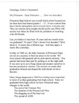 Printed Greetings to PHS Class of 1969 Reunion Attendees, 2008 - pg 1