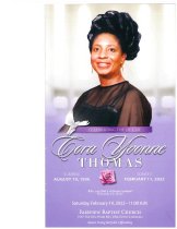 Cora Yvonne Thomas Funeral Program pg 1