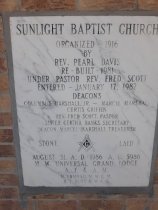 Sunlight Baptist Church Cornerstone installed 1982