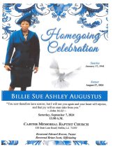 Billie Sue Augustus' Funeral Program - Front Page