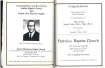 Pages from Galilee Baptist Church's Entrance Service Booklet