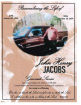 John Henry Jacobs' Funeral Program - Front Cover