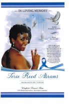 Torie Reed Abrams' Funeral Program - Front Page