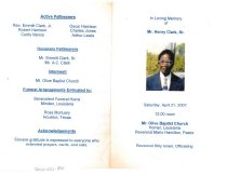 Henry Clark, Sr's Funeral Program - Outside Page