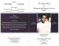 Marquette DeLafayette Norton's Funeral Program - Outside Page