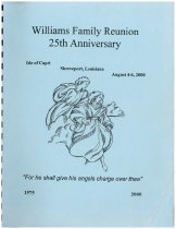 Williams Family 25th Reunion Souvenir Booklet  - Front Cover