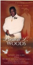 Preston L. Woods' Funeral Program - Front Page