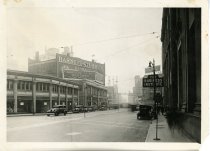 Sepia-toned glossy photo looking south along Cass Avenue toward Michigan Avenue