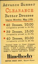 Text postcard advertising Himelhoch's