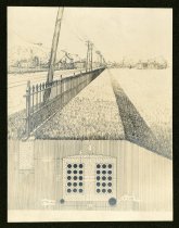 Sepia-toned photo showing a typical cross-section detail for the construction of underground electrical duct banks