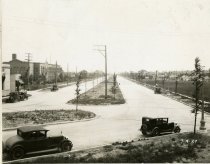 Sepia-toned photograph of East Outer Drive, taken east of its intersection with Gratiot Avenue, facing northeast