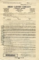 Burt Levey Circuit of Vaudeville Theatres contract form between the manager of the circuit's Strand Theatre on Grand River