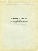 A Trip Through the Plant of the Champion Porcelain Company