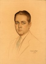 Portrait drawing, in color, of William P