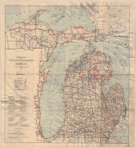 Official Map Showing State Parks, Fish Hatcheries, Forests, Game Reserves, Fire Towers, and National Forest Purchase Units in Michigan
