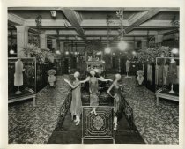 Black and white photographic print showing an interior view of Wanamaker's department store in Philadelphia