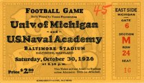 Tickets to a football game between the University of Michigan and U.S. Naval Academy