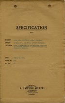Specification for - Building: Solid Brick One Story Factory Building, Owner: Richard Bros. Die Works, Detroit, Michigan, Location: North of Hillsdale on the Hillsdale-Jonesville Road Between Mechanic St. and N.Y.C. Railroad, Hillsdale, Michigan.