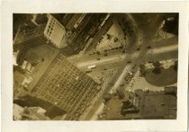 Sepia-toned photo taken overlooking Campus Martius from the Penobscot Building