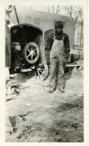 One sepia-toned photograph of Tim Jones, an African-American workman (mortar mixer) on the power house construction for Herman Kiefer Hospital