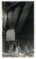 One sepia-toned photograph of the boiler room being constructed at the Herman Kiefer power house