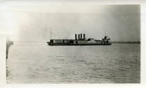 One sepia-toned photograph of the Canadian National Railways railroad car ferry, Lansdowne, on the Detroit River