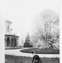 [Woman picking violets at Guernsey Hall, before 1912]