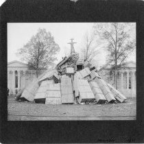 [Bonfire behind Whig and Clio]